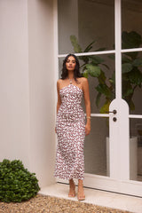 Sand Dune Halter Midi Dress Chocolate