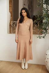 Flourishing Love Midi Dress Brown