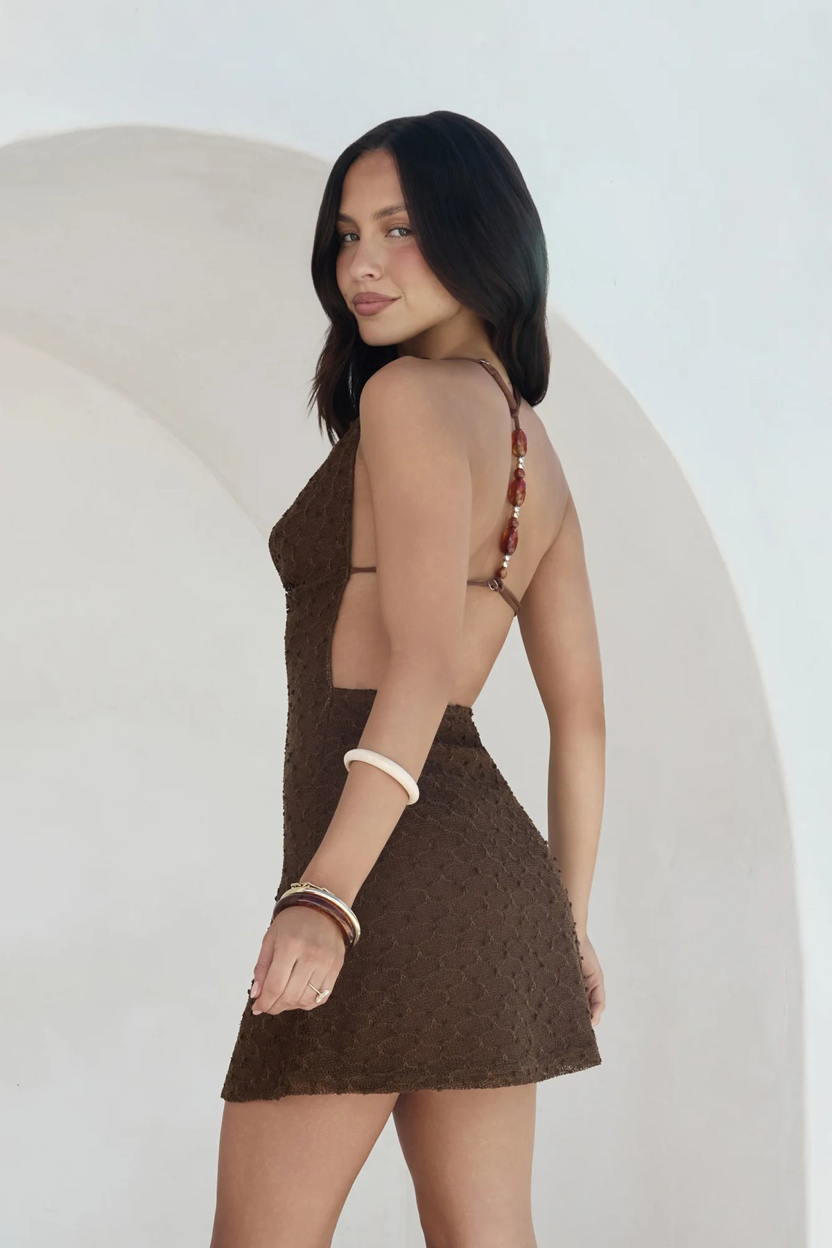 Dew Kissed Mini Dress Brown