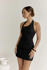 Forward Thinking Halter Mini Dress Black
