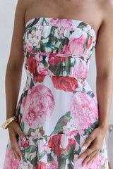 Bouquet In Bloom Strapless Maxi Dress Pink