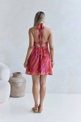 Sundown Palms Halter Mini Dress Orange