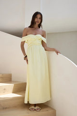 Hidden Treasures Off Shoulder Maxi Dress Yellow
