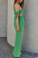 Luscious Fields One Shoulder Maxi Dress Green