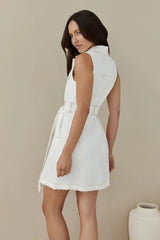 Off Duty Explorer Denim Mini Dress White