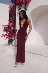 Coastal Caprice Maxi Dress Burgundy