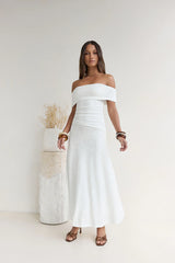 Secret Shorelines Off Shoulder Maxi Dress White