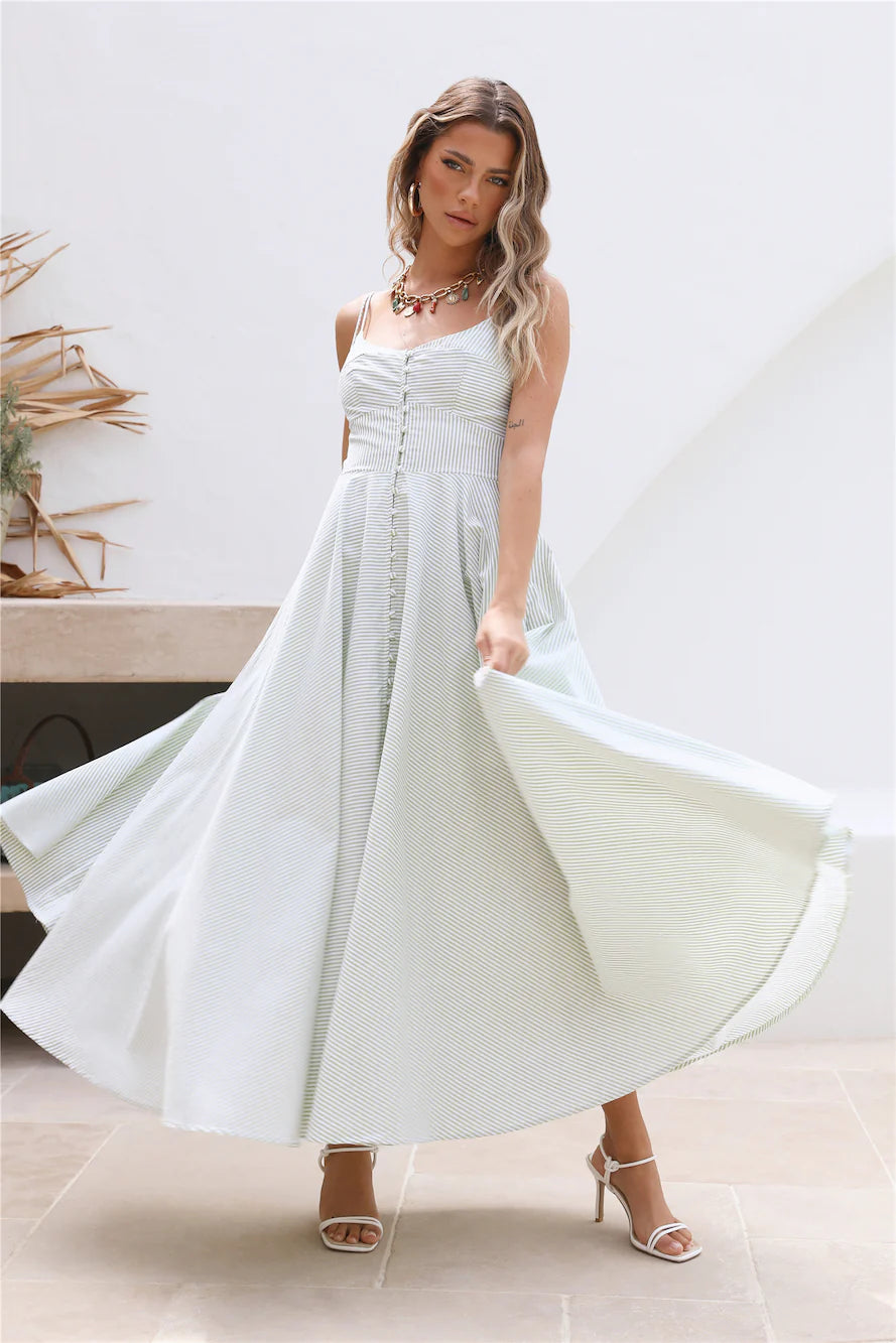 Rising Moon Maxi Dress Green