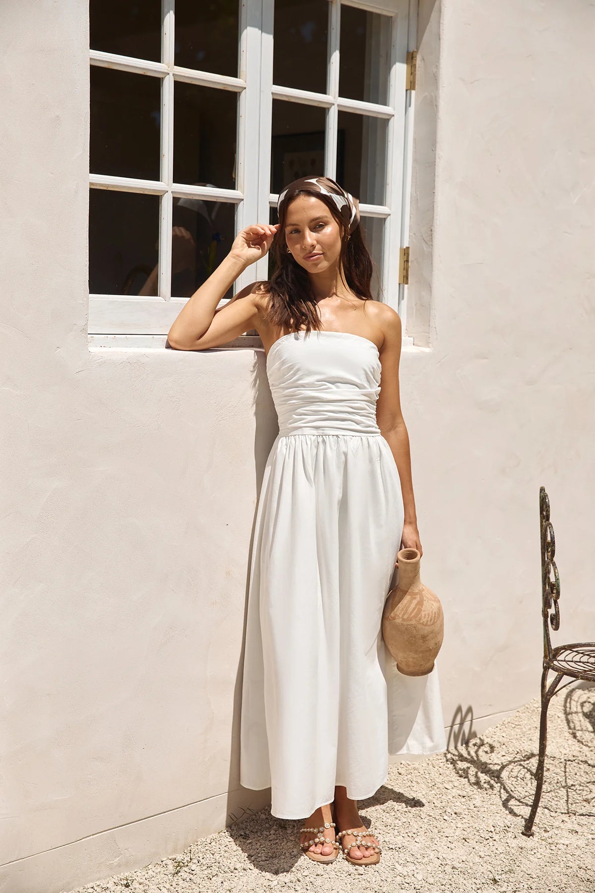 Deep Breaths Strapless Maxi Dress White