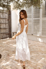 Around The Globe Midi Dress White