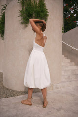 High Tide Halter Midi Dress White