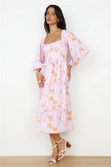 Sunset Blooms Midi Dress Lilac