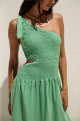 Close Up One Shoulder Maxi Dress Green