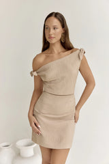 Xanthe Kisses Mini Dress Beige