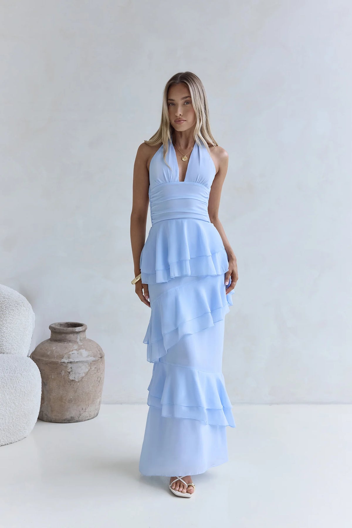 Path Of Fate Halter Maxi Dress Blue