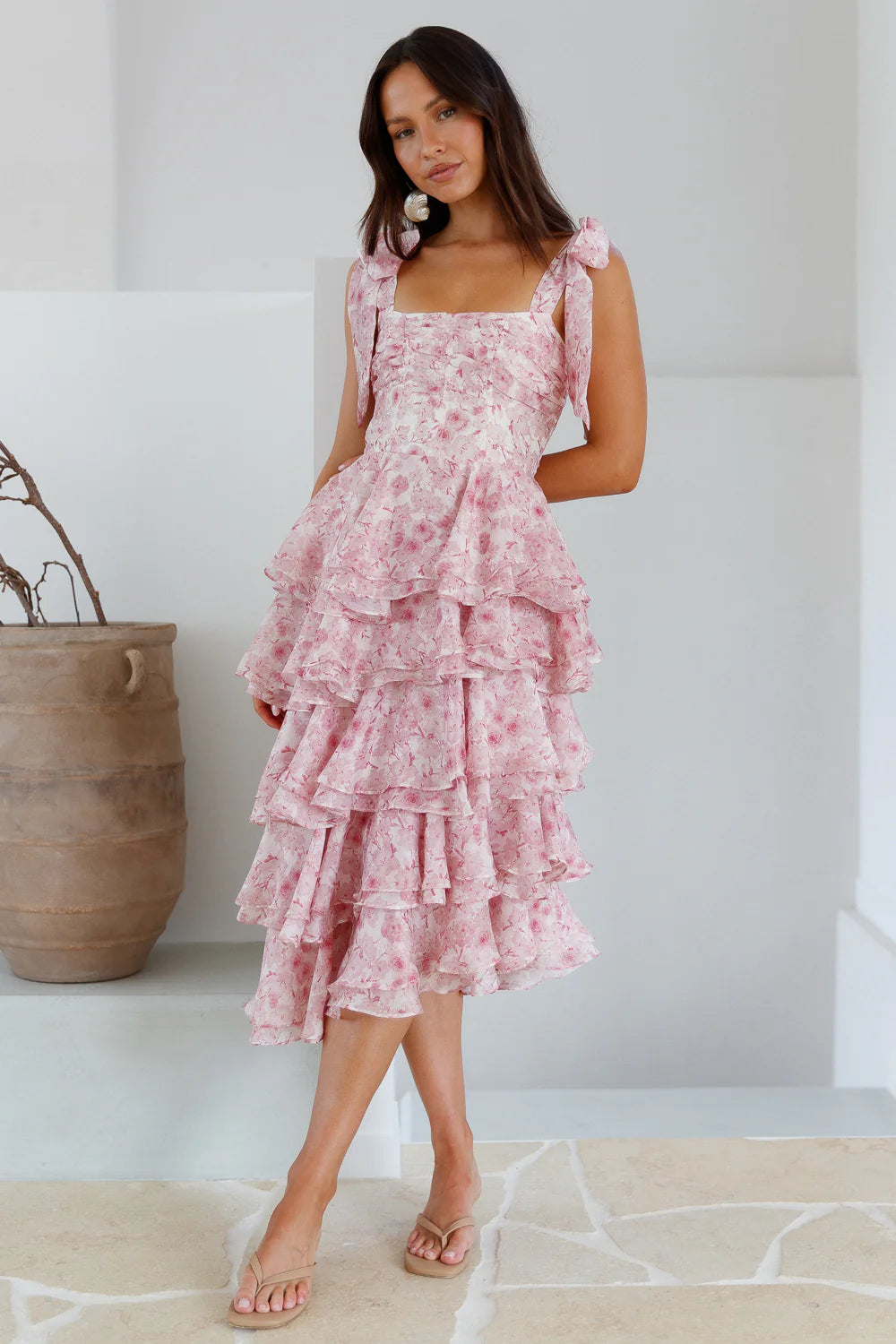 Poetry At Dawn Midi Dress Pink
