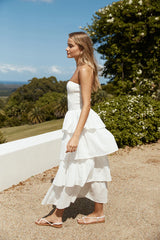 Glass Slipper Strapless Maxi Dress White