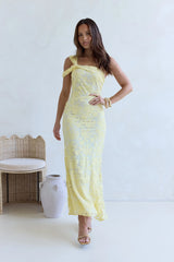 Illusion Of The Sun One Shoulder Maxi Dress Yellow