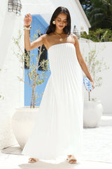 Willow Breeze Pleated Maxi Dress White