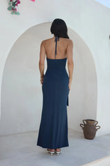 Yours With Love Halter Maxi Dress Navy