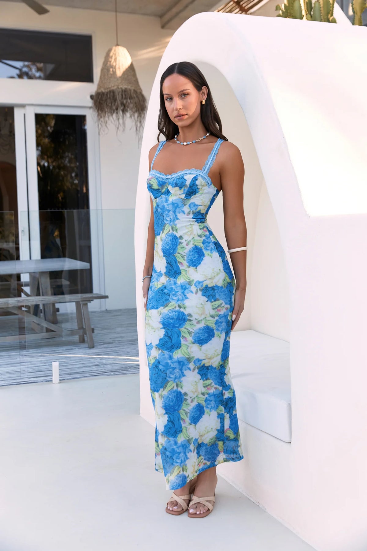 Open Your Eyes Mesh Maxi Dress Blue