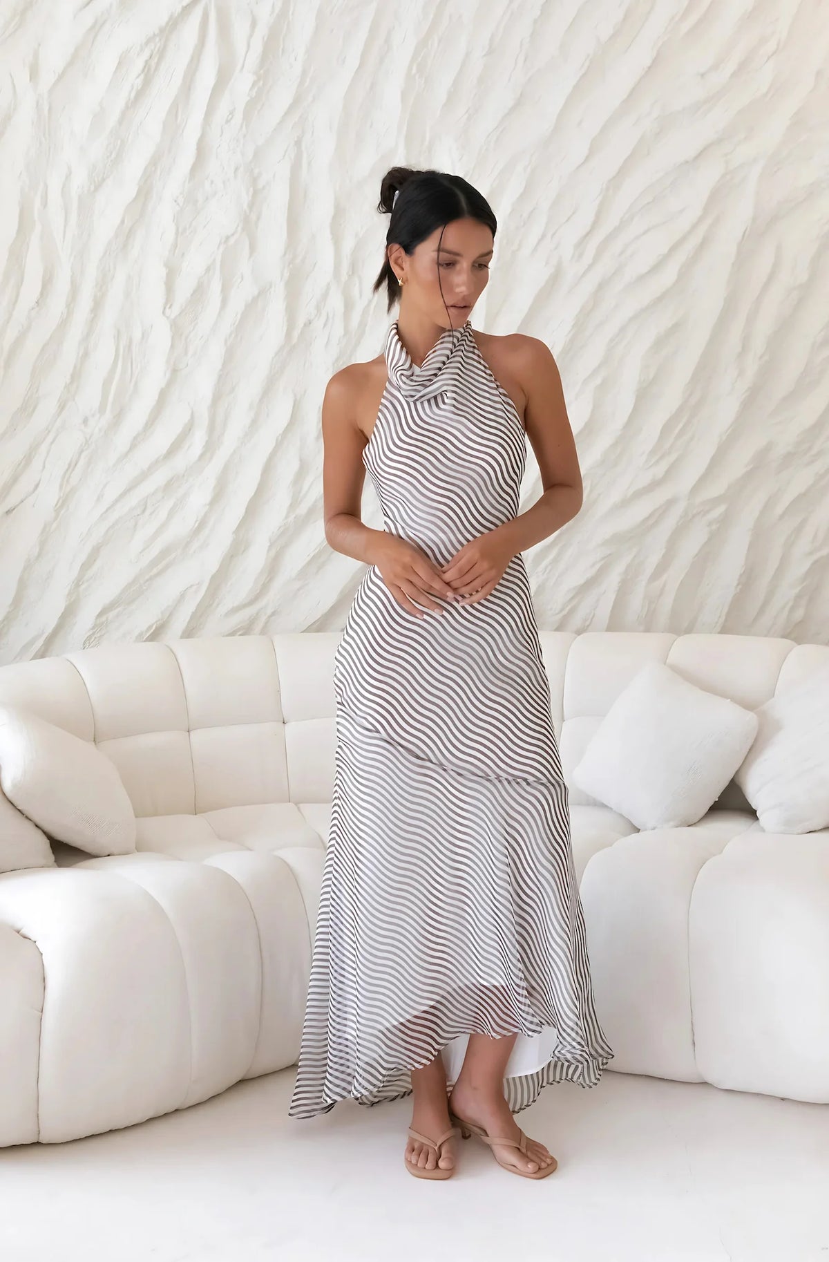 Tidal Wave Maxi Dress Brown