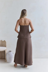 Ring The Bell Strapless Maxi Dress Brown