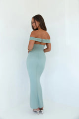 You’re Radiant Off Shoulder Maxi Dress Green