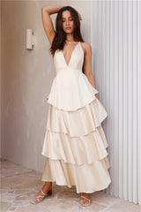 Golden Age Satin Maxi Dress Yellow