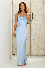 Ariella Satin Maxi Dress Blue