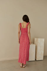 Berry Bloom Maxi Dress Red