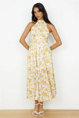 Showing Emotions Halter Maxi Dress Yellow