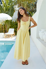 Calming Aura Linen Maxi Dress Yellow