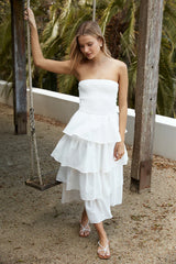 Glass Slipper Strapless Maxi Dress White