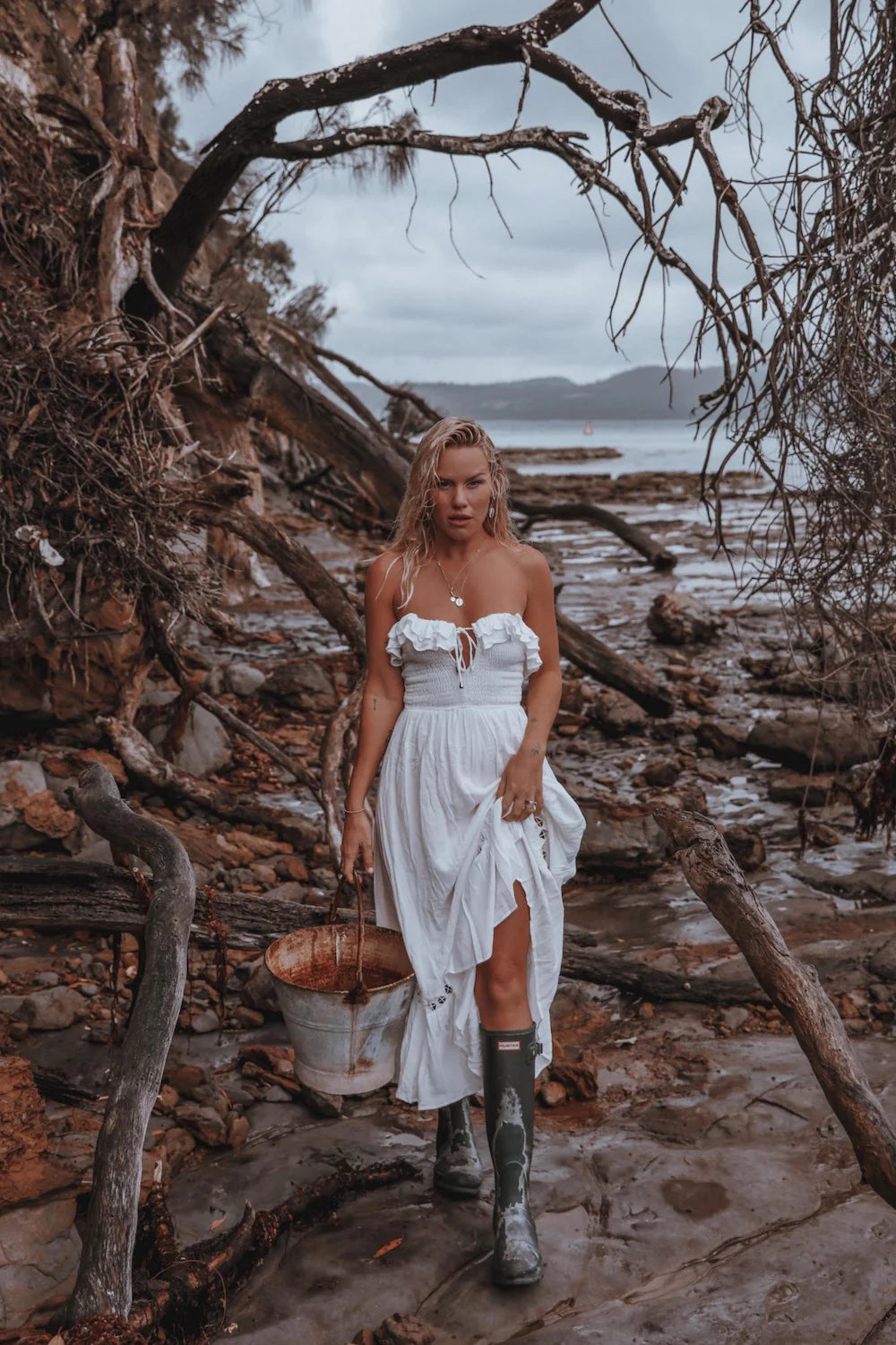 Santa Elena Midi Dress White