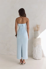 Sunny Daze Strapless Maxi Dress Blue