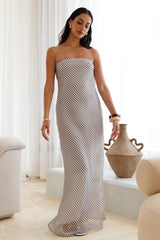 Timeless Grace Strapless Maxi Dress Brown