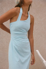 Free Spirited Halter Maxi Dress Blue