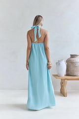 Isle Of Chic Halter Maxi Dress Aqua