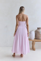 Sunshine Serenity Strapless Midi Dress Pink