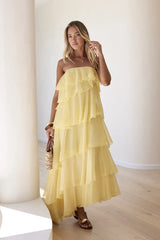Drop Of Sun Strapless Maxi Dress Yellow
