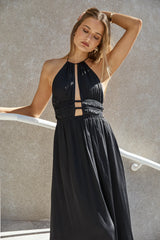 Happy Hour Halter Maxi Dress Black