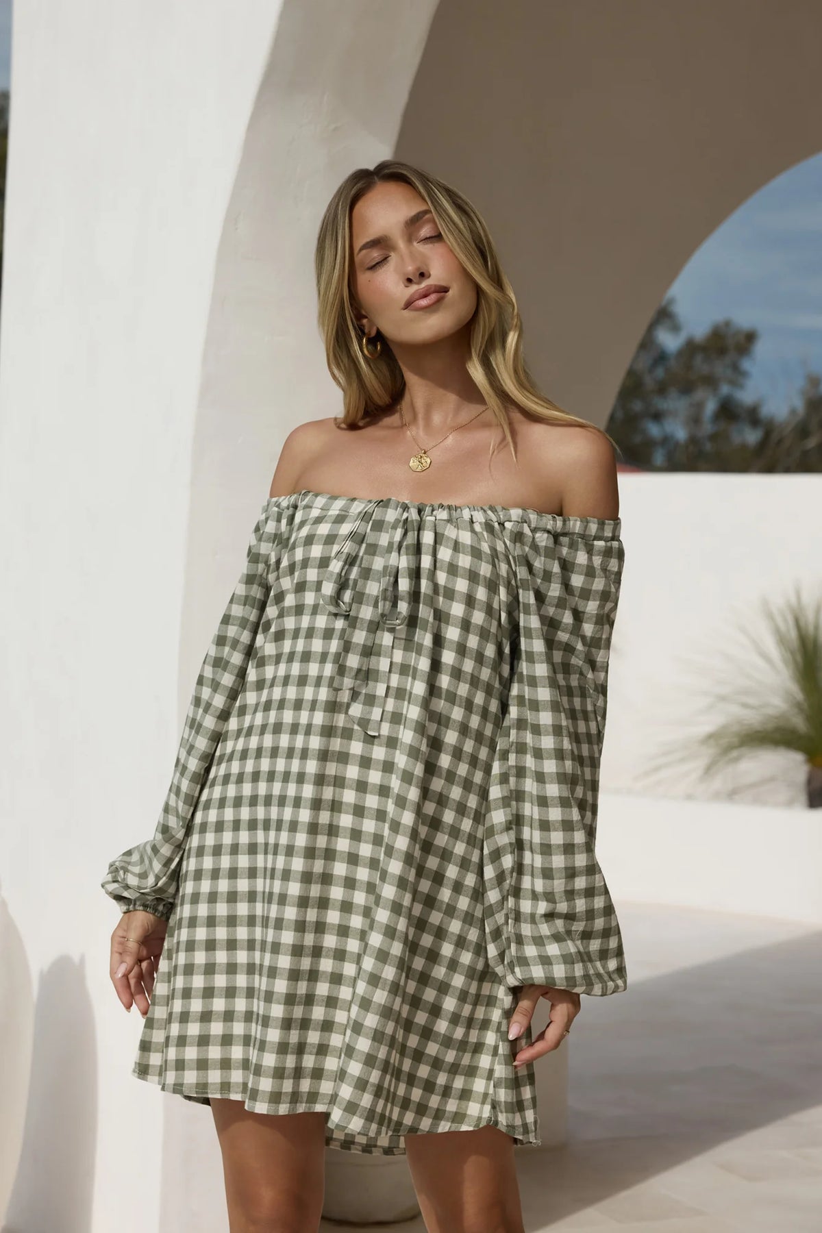 Easy Moments Long Sleeve Mini Dress Green