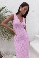Seashell Diaries Lace Maxi Dress Pink