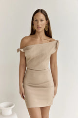 Xanthe Kisses Mini Dress Beige