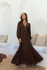 Sweeter Dreams Long Sleeve Maxi Dress Chocolate
