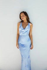 Skylar Satin Maxi Dress Blue