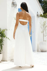 Willow Breeze Pleated Maxi Dress White