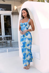 Open Your Eyes Mesh Maxi Dress Blue