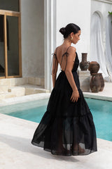 Dance In The Dark Halter Maxi Dress Black